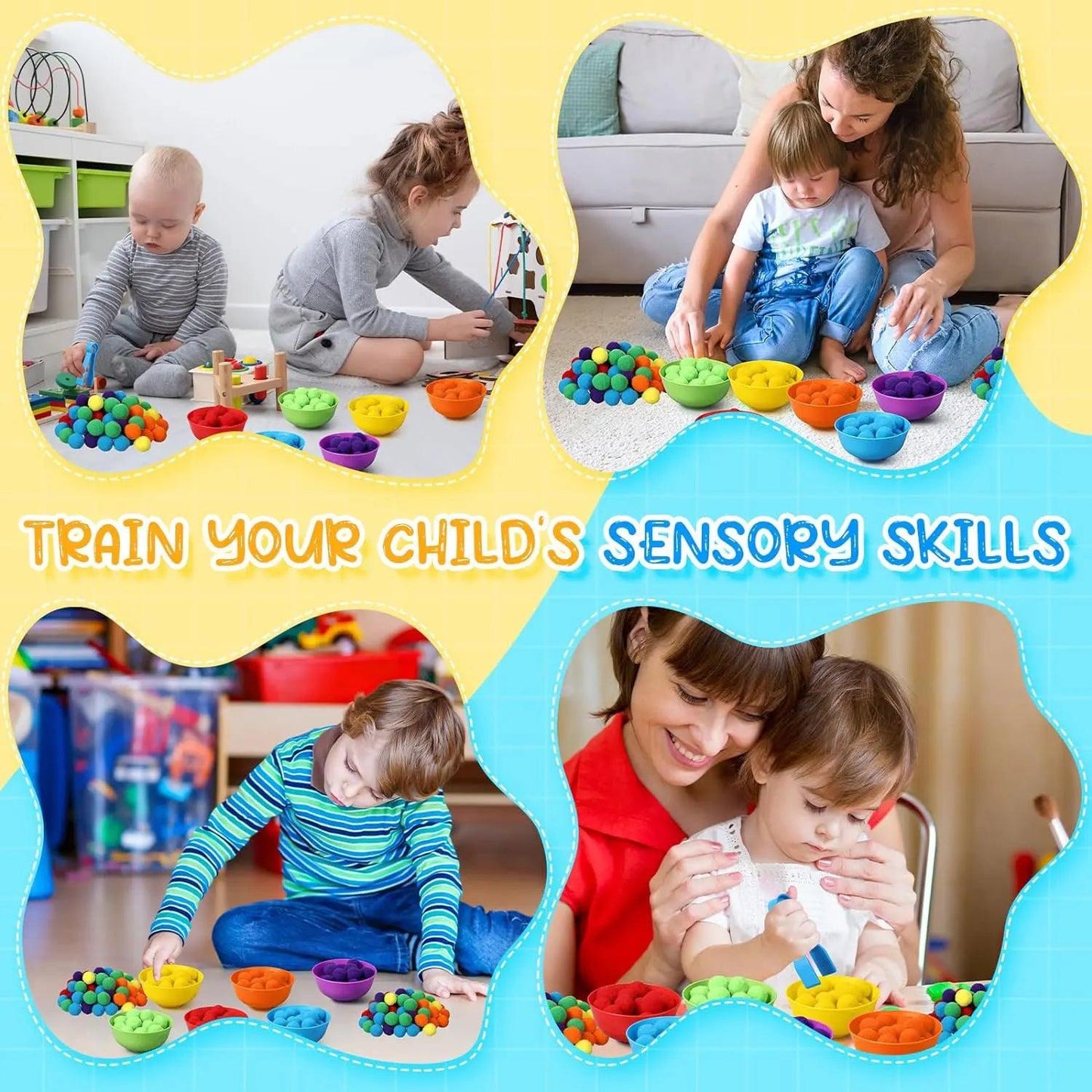 Rainbow Fun: Montessori Sorting Toy with Pompoms - SoonMami