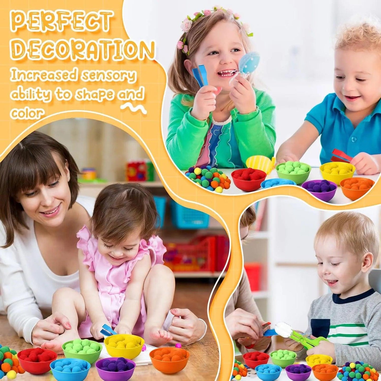 Rainbow Fun: Montessori Sorting Toy with Pompoms - SoonMami