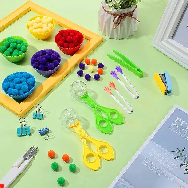 Rainbow Fun: Montessori Sorting Toy with Pompoms - SoonMami