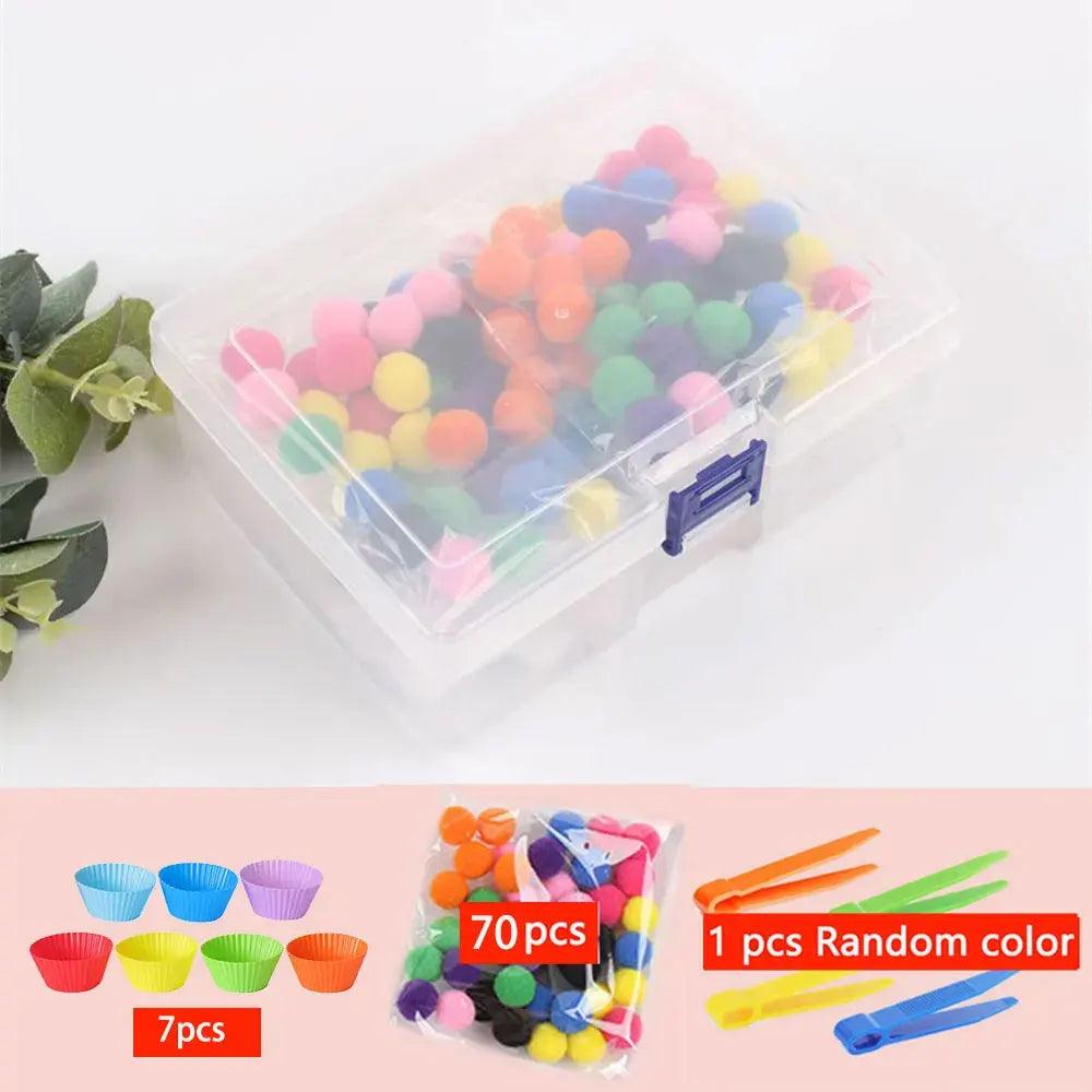 Rainbow Fun: Montessori Sorting Toy with Pompoms - SoonMami