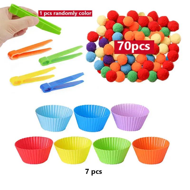 Rainbow Fun: Montessori Sorting Toy with Pompoms - SoonMami