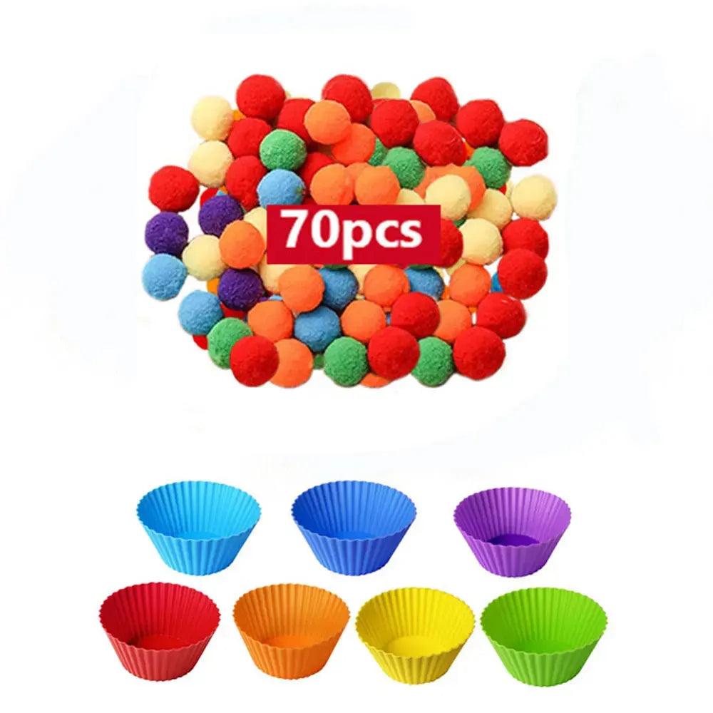 Rainbow Fun: Montessori Sorting Toy with Pompoms - SoonMami