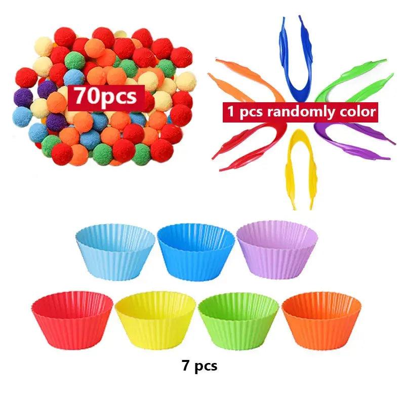 Rainbow Fun: Montessori Sorting Toy with Pompoms - SoonMami