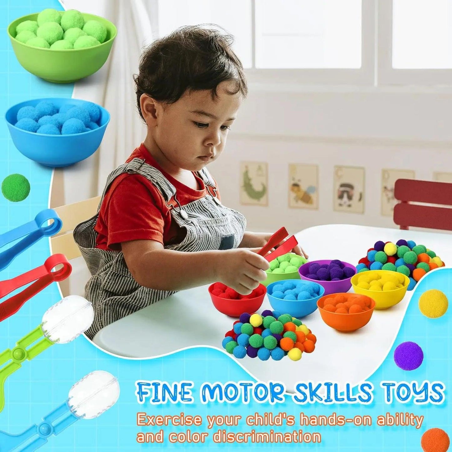 Rainbow Fun: Montessori Sorting Toy with Pompoms - SoonMami