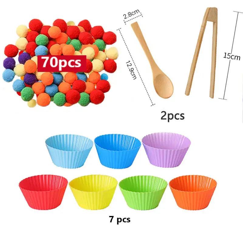 Rainbow Fun: Montessori Sorting Toy with Pompoms - SoonMami
