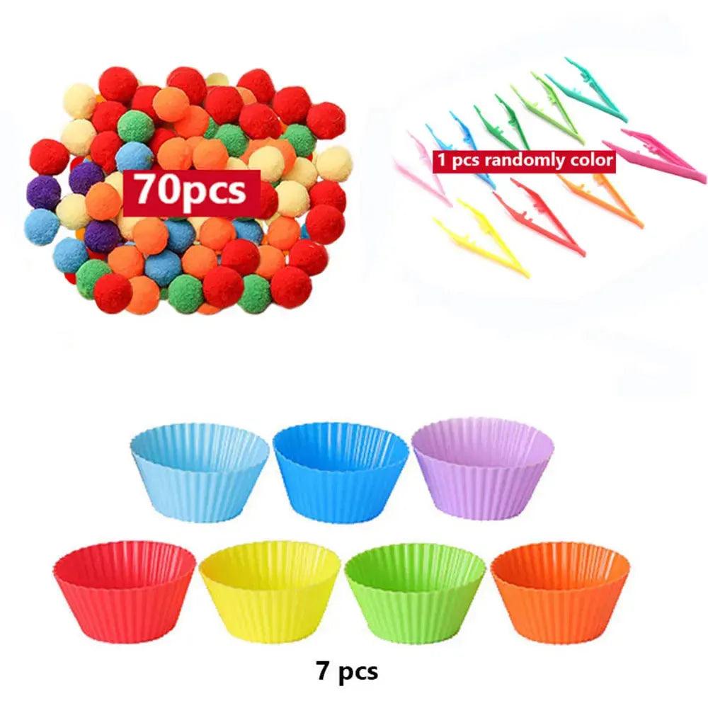 Rainbow Fun: Montessori Sorting Toy with Pompoms - SoonMami
