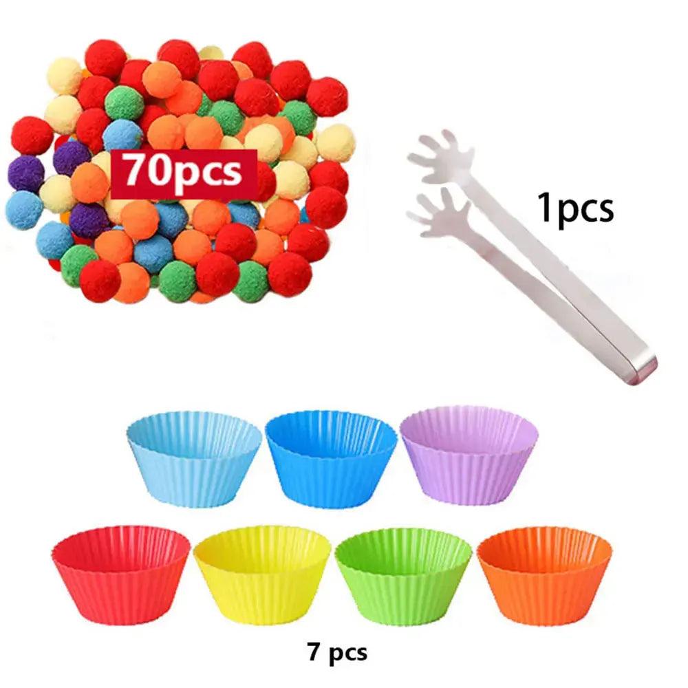 Rainbow Fun: Montessori Sorting Toy with Pompoms - SoonMami
