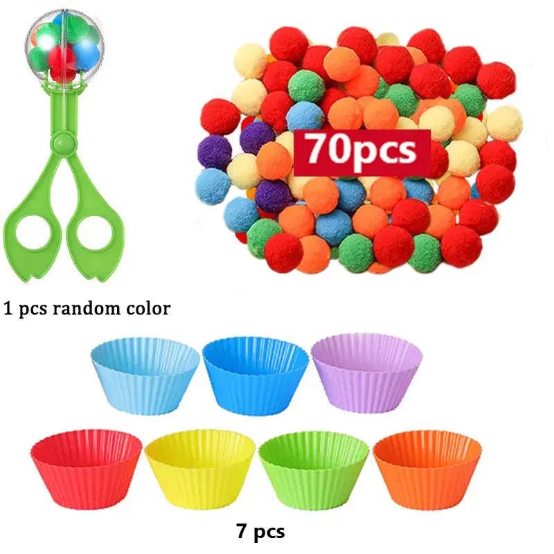 Rainbow Fun: Montessori Sorting Toy with Pompoms - SoonMami