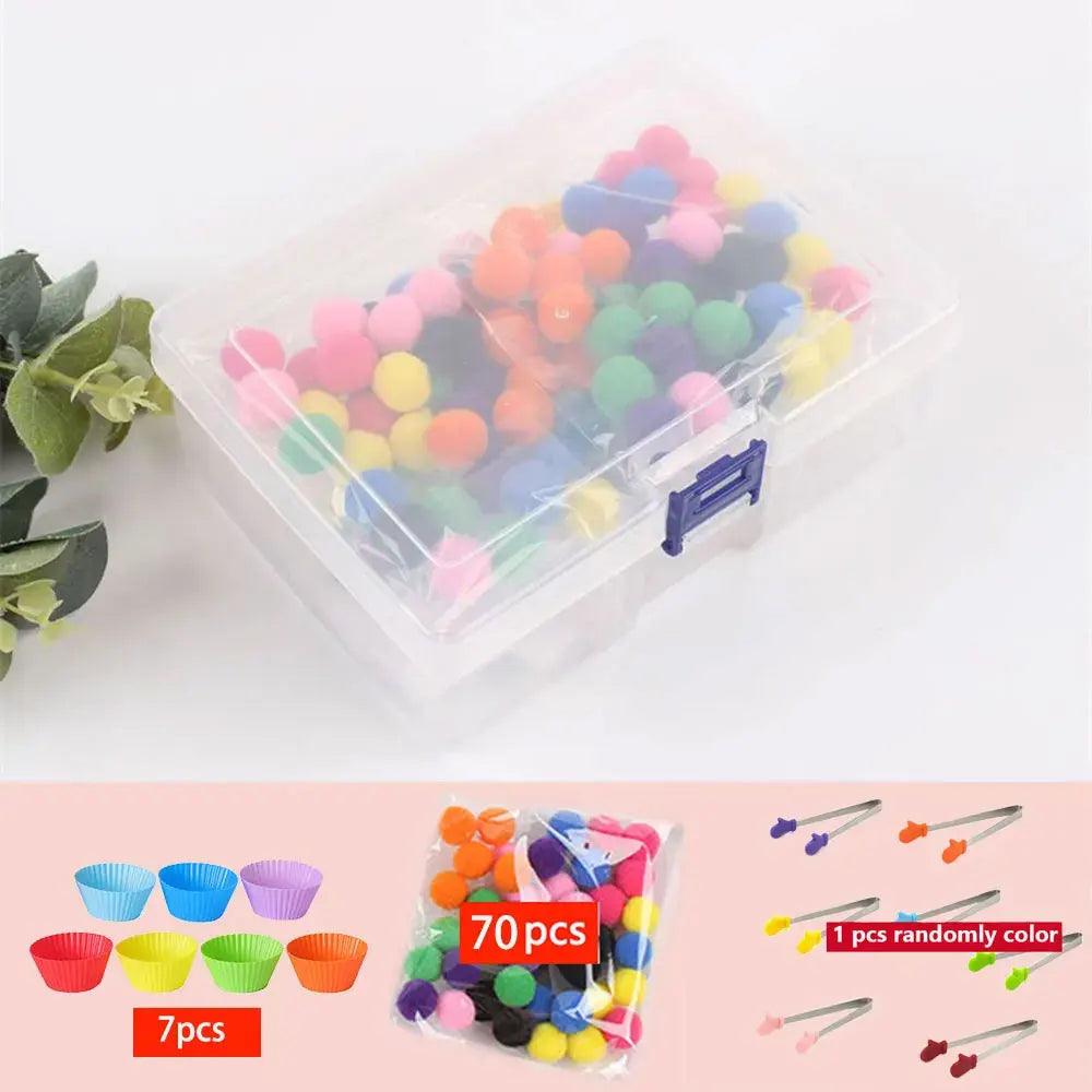 Rainbow Fun: Montessori Sorting Toy with Pompoms - SoonMami