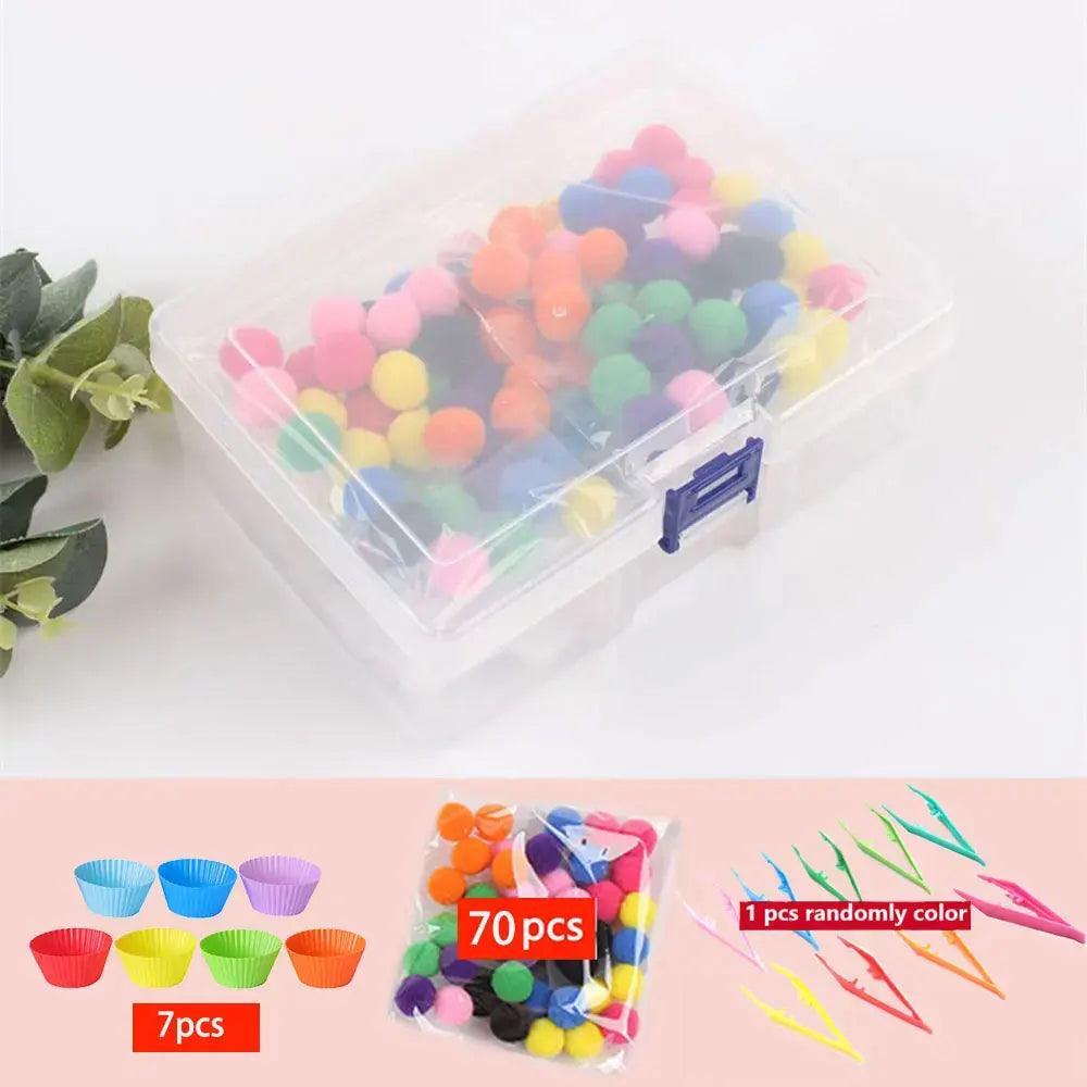 Rainbow Fun: Montessori Sorting Toy with Pompoms - SoonMami