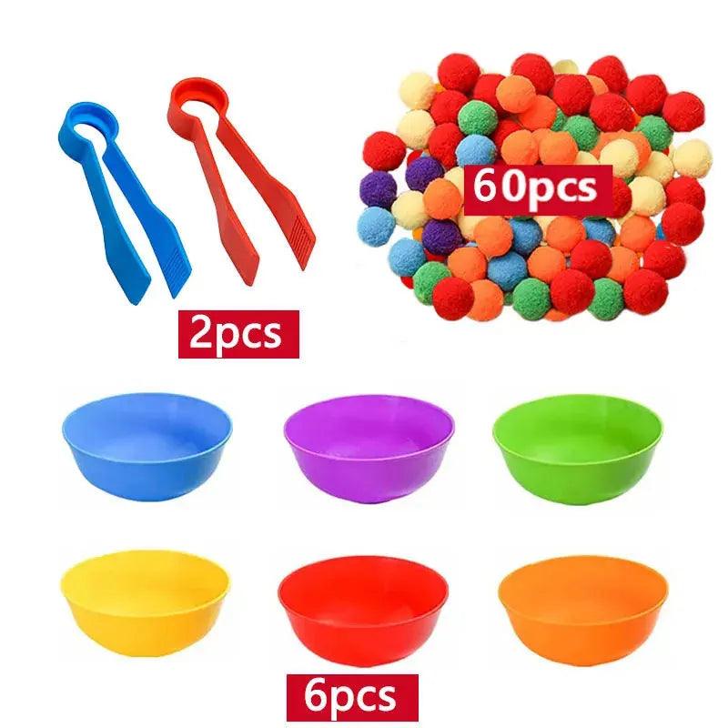 Rainbow Fun: Montessori Sorting Toy with Pompoms - SoonMami
