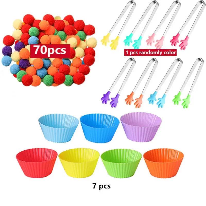 Rainbow Fun: Montessori Sorting Toy with Pompoms - SoonMami