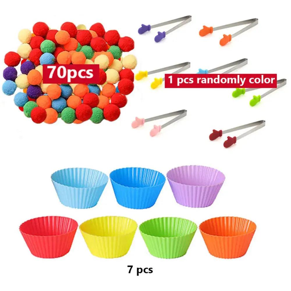 Rainbow Fun: Montessori Sorting Toy with Pompoms - SoonMami