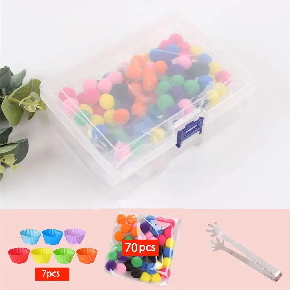 Rainbow Fun: Montessori Sorting Toy with Pompoms - SoonMami
