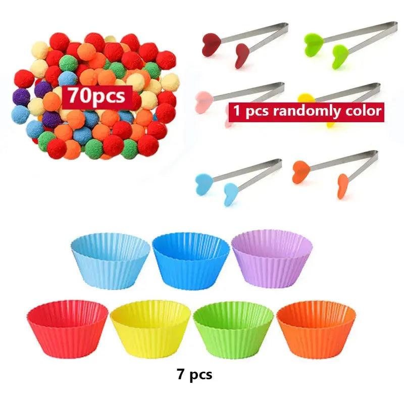 Rainbow Fun: Montessori Sorting Toy with Pompoms - SoonMami