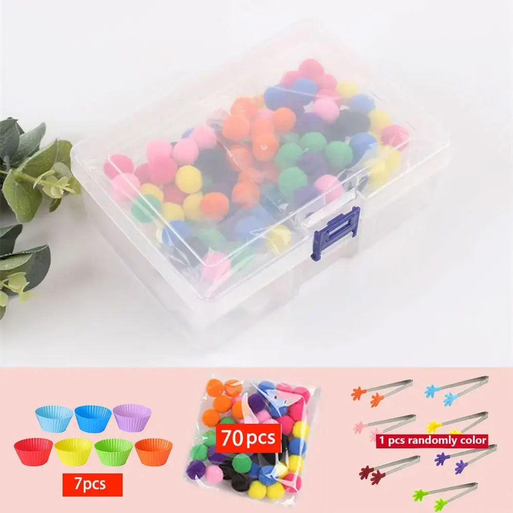 Rainbow Fun: Montessori Sorting Toy with Pompoms - SoonMami