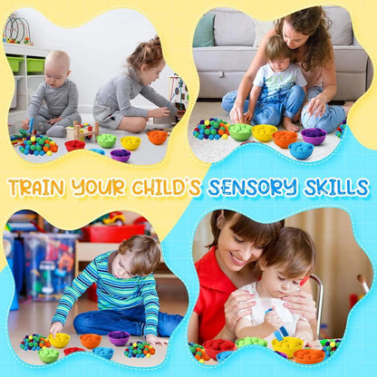 Rainbow Fun: Montessori Sorting Toy with Pompoms - SoonMami