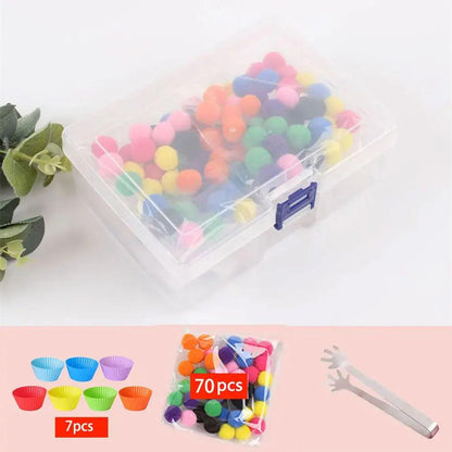 Rainbow Fun: Montessori Sorting Toy with Pompoms - SoonMami